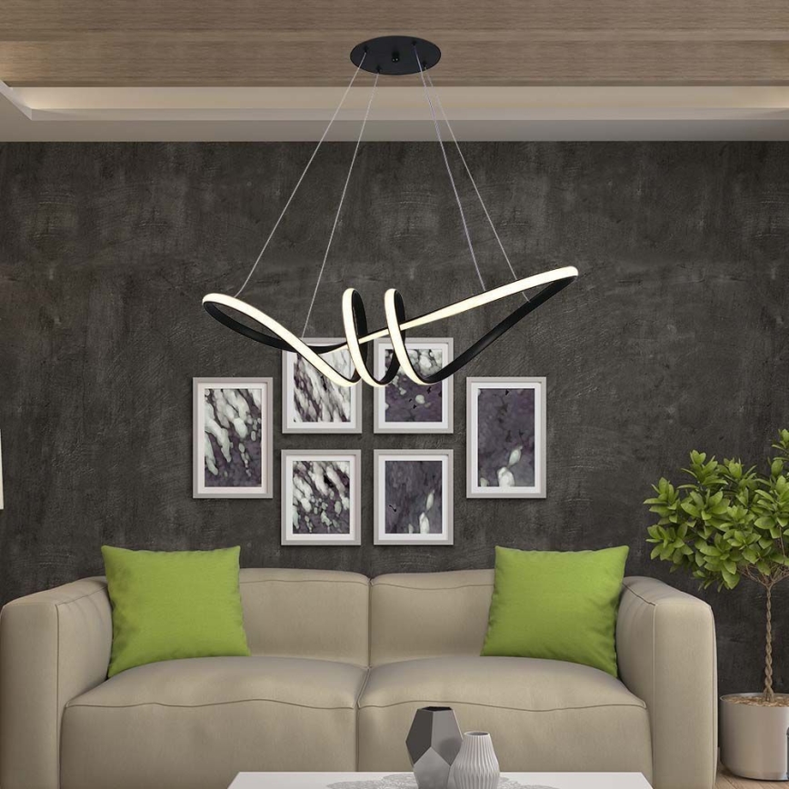 LED ljuskrona med textilsladd LED/24W/230V 3000K svart