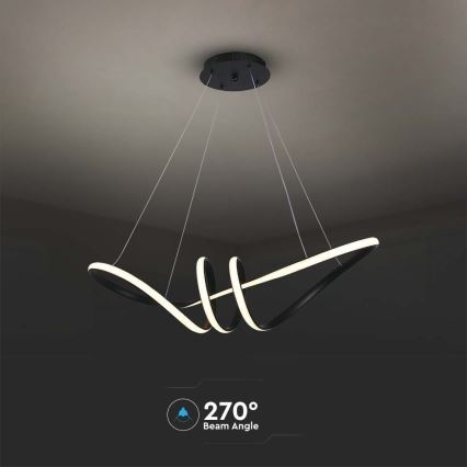 LED ljuskrona med textilsladd LED/24W/230V 3000K svart