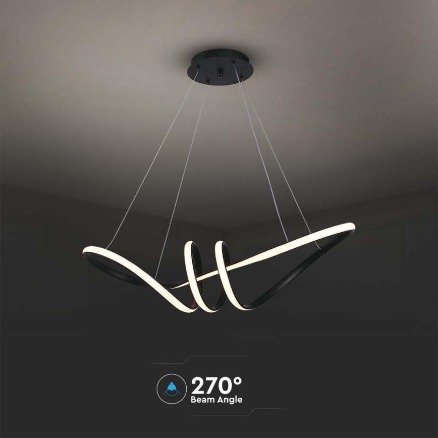 LED ljuskrona med textilsladd LED/24W/230V 3000K svart