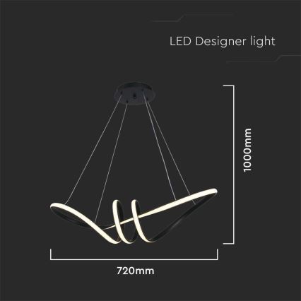 LED ljuskrona med textilsladd LED/24W/230V 3000K svart