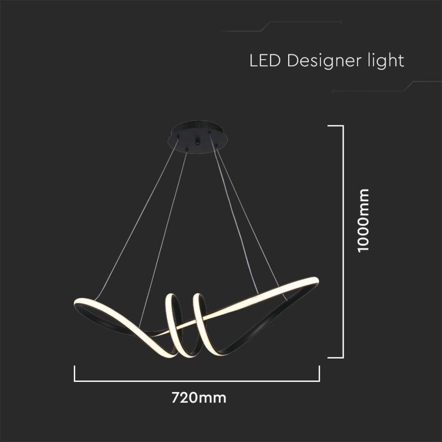 LED ljuskrona med textilsladd LED/24W/230V 3000K svart