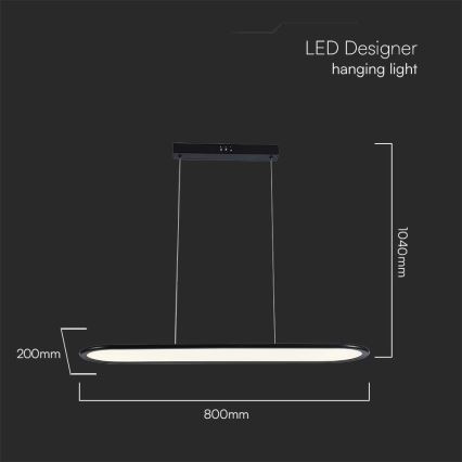 LED ljuskrona med textilsladd LED/24W/230V 4000K svart