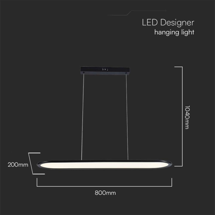 LED ljuskrona med textilsladd LED/24W/230V 4000K svart