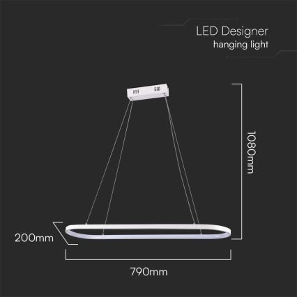 LED ljuskrona med textilsladd LED/24W/230V 4000K vit