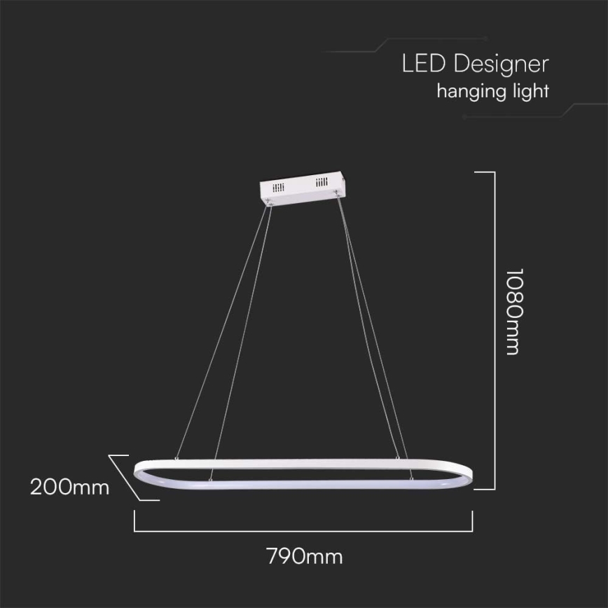 LED ljuskrona med textilsladd LED/24W/230V 4000K vit
