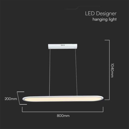 LED ljuskrona med textilsladd LED/24W/230V 4000K vit
