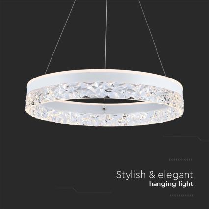 LED ljuskrona med textilsladd LED/25W/230V 3000K diameter 50 cm vit