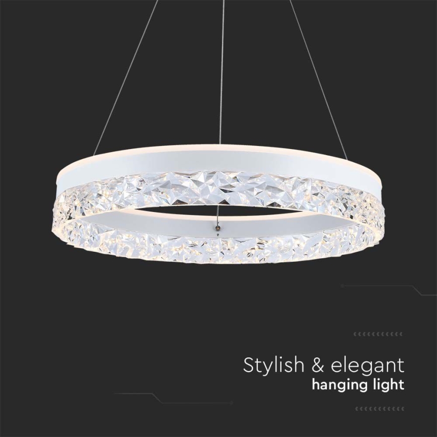 LED ljuskrona med textilsladd LED/25W/230V 3000K diameter 50 cm vit