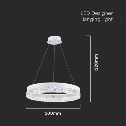 LED ljuskrona med textilsladd LED/25W/230V 3000K diameter 50 cm vit