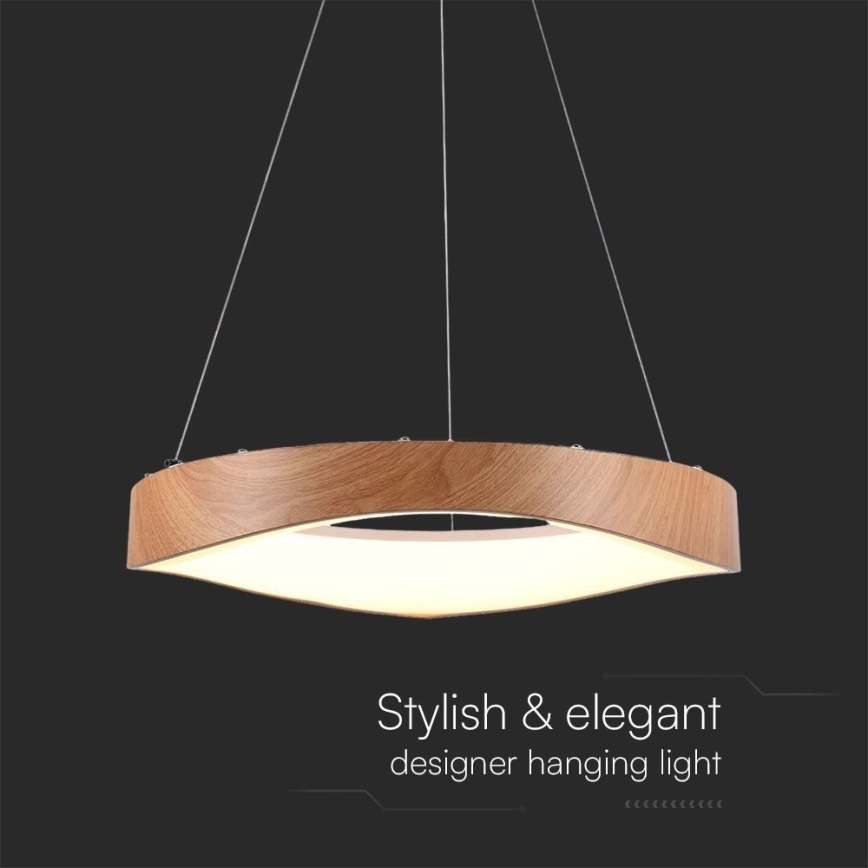 LED ljuskrona med textilsladd LED/25W/230V 3000K ø 50 cm brun
