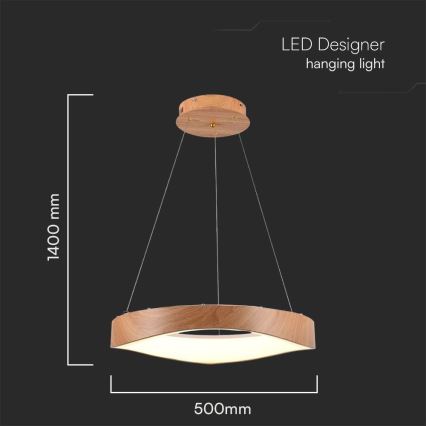 LED ljuskrona med textilsladd LED/25W/230V 3000K ø 50 cm brun
