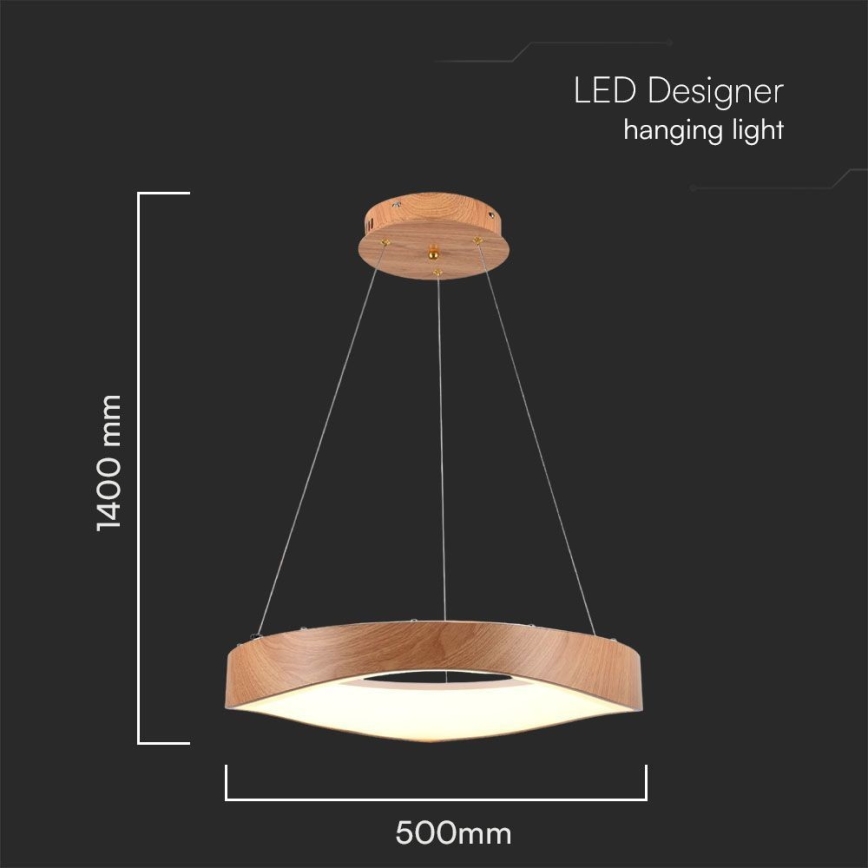 LED ljuskrona med textilsladd LED/25W/230V 3000K ø 50 cm brun