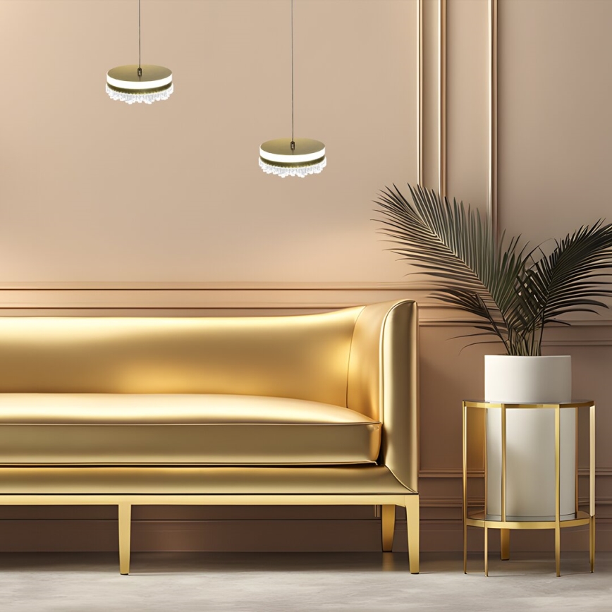 LED ljuskrona med textilsladd LED/25W/230V diameter 20 cm guld