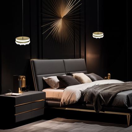 LED ljuskrona med textilsladd LED/25W/230V diameter 20 cm guld