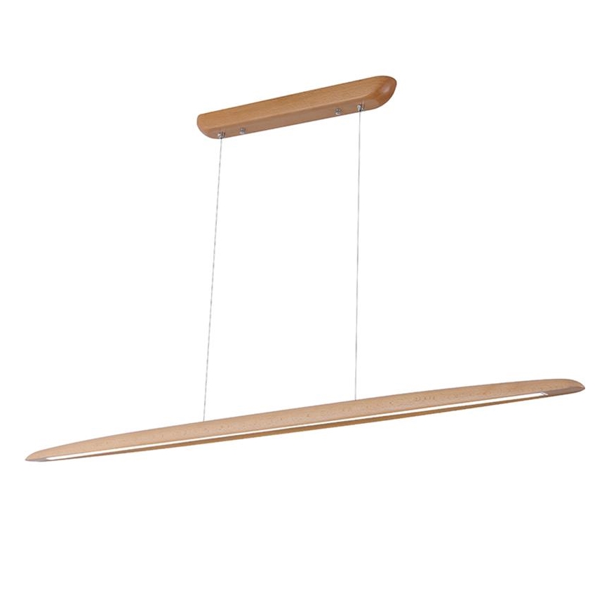 LED ljuskrona med textilsladd LED/26W/230V 4000K 150 cm bok/massivt trä