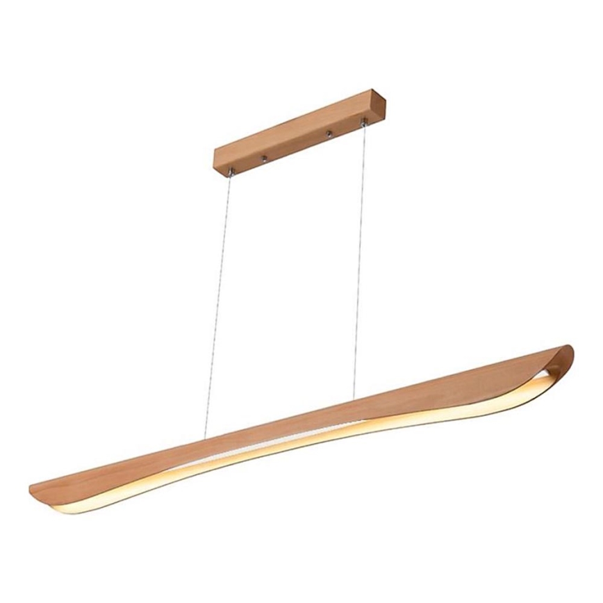LED ljuskrona med textilsladd LED/26W/230V 4000K 150 cm bok/massivt trä