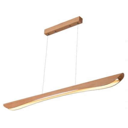 LED ljuskrona med textilsladd LED/26W/230V 4000K 150 cm bok/massivt trä