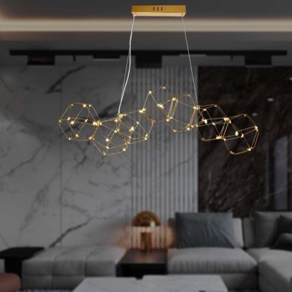 LED ljuskrona med textilsladd LED/28W/230V 3000K guld