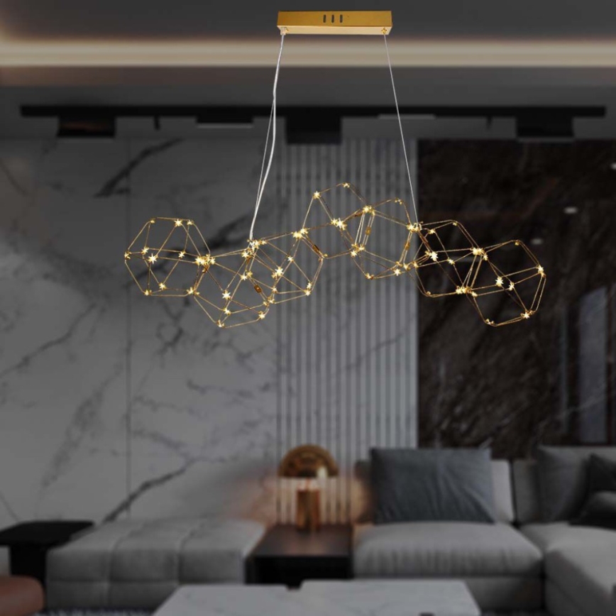 LED ljuskrona med textilsladd LED/28W/230V 3000K guld