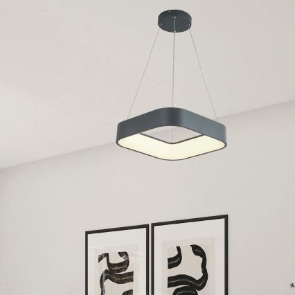 LED ljuskrona med textilsladd LED/30W/230V 3000K 45x45 cm grå