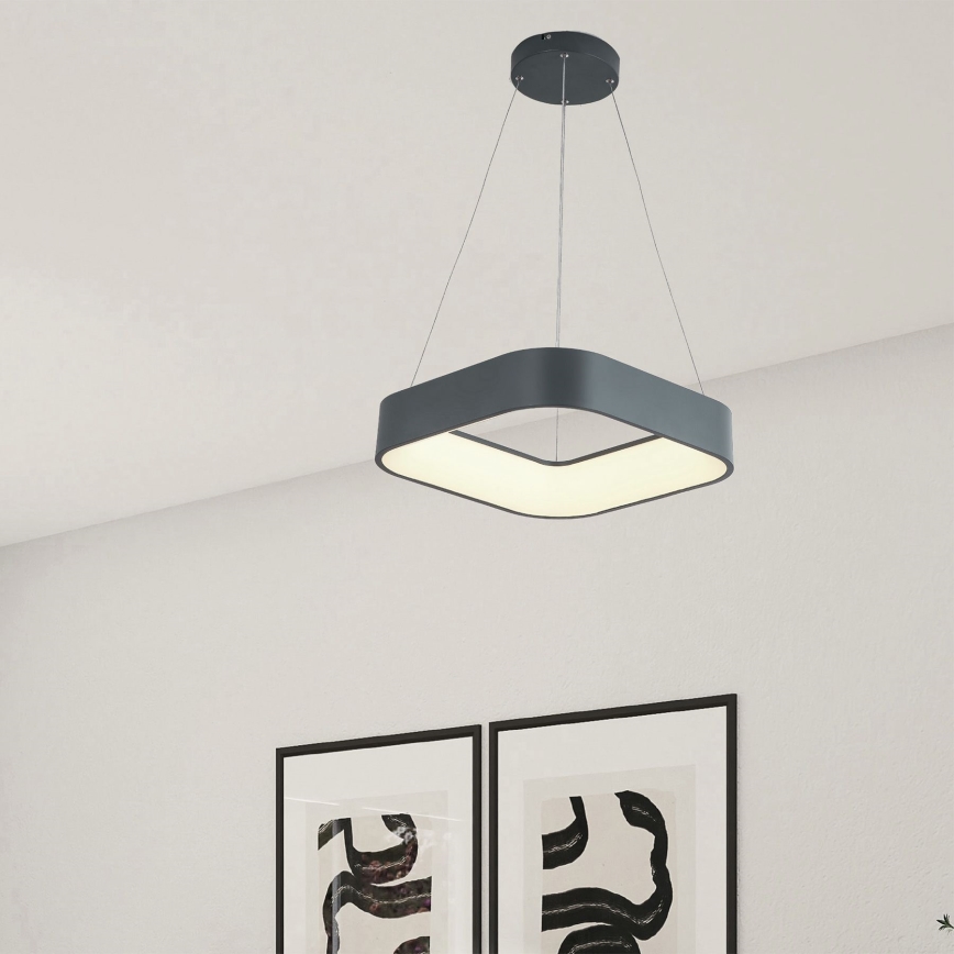 LED ljuskrona med textilsladd LED/30W/230V 3000K 45x45 cm grå