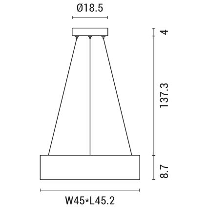 LED ljuskrona med textilsladd LED/30W/230V 3000K 45x45 cm grå