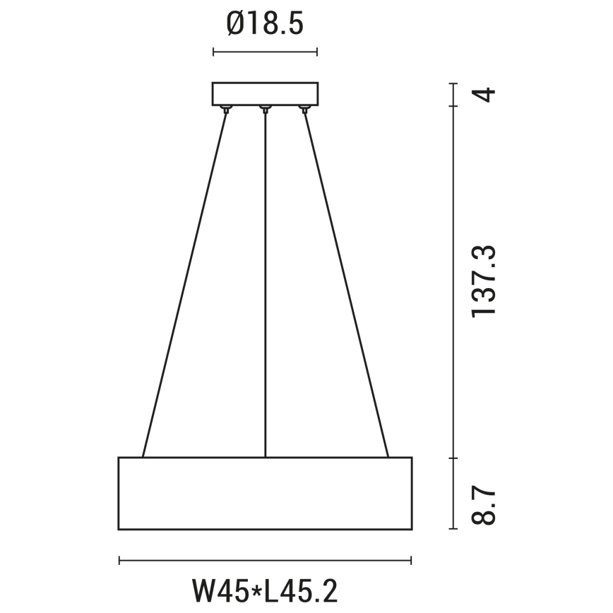 LED ljuskrona med textilsladd LED/30W/230V 3000K 45x45 cm grå