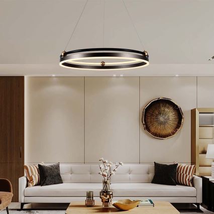 LED ljuskrona med textilsladd LED/30W/230V 3000K diameter 62 cm brun