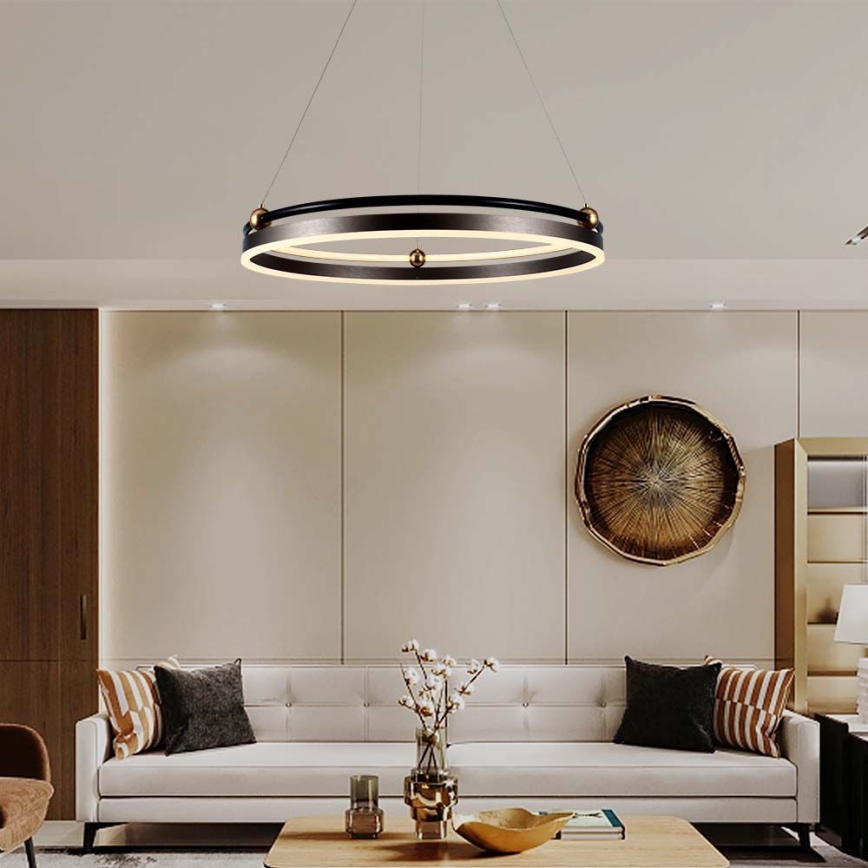 LED ljuskrona med textilsladd LED/30W/230V 3000K diameter 62 cm brun