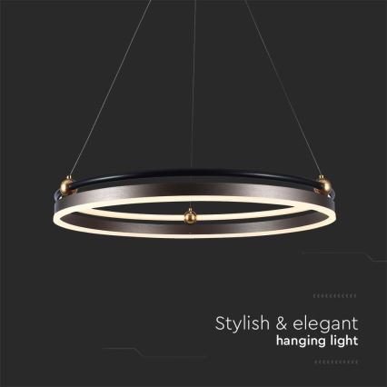 LED ljuskrona med textilsladd LED/30W/230V 3000K diameter 62 cm brun