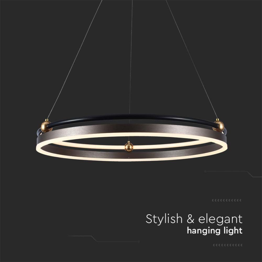 LED ljuskrona med textilsladd LED/30W/230V 3000K diameter 62 cm brun