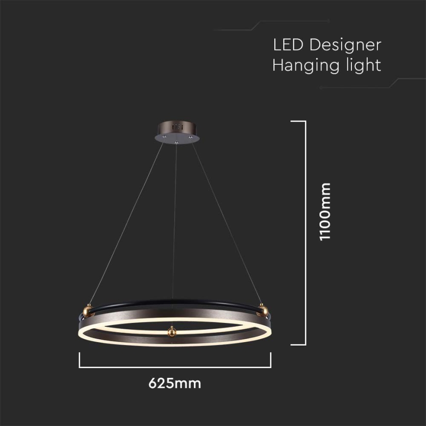 LED ljuskrona med textilsladd LED/30W/230V 3000K diameter 62 cm brun