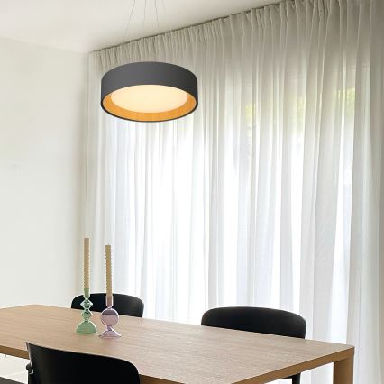 LED ljuskrona med textilsladd LED/30W/230V 3000K diameter 45 cm svart/ek