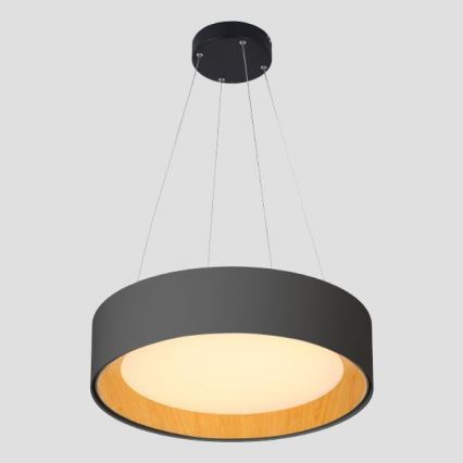 LED ljuskrona med textilsladd LED/30W/230V 3000K diameter 45 cm svart/ek
