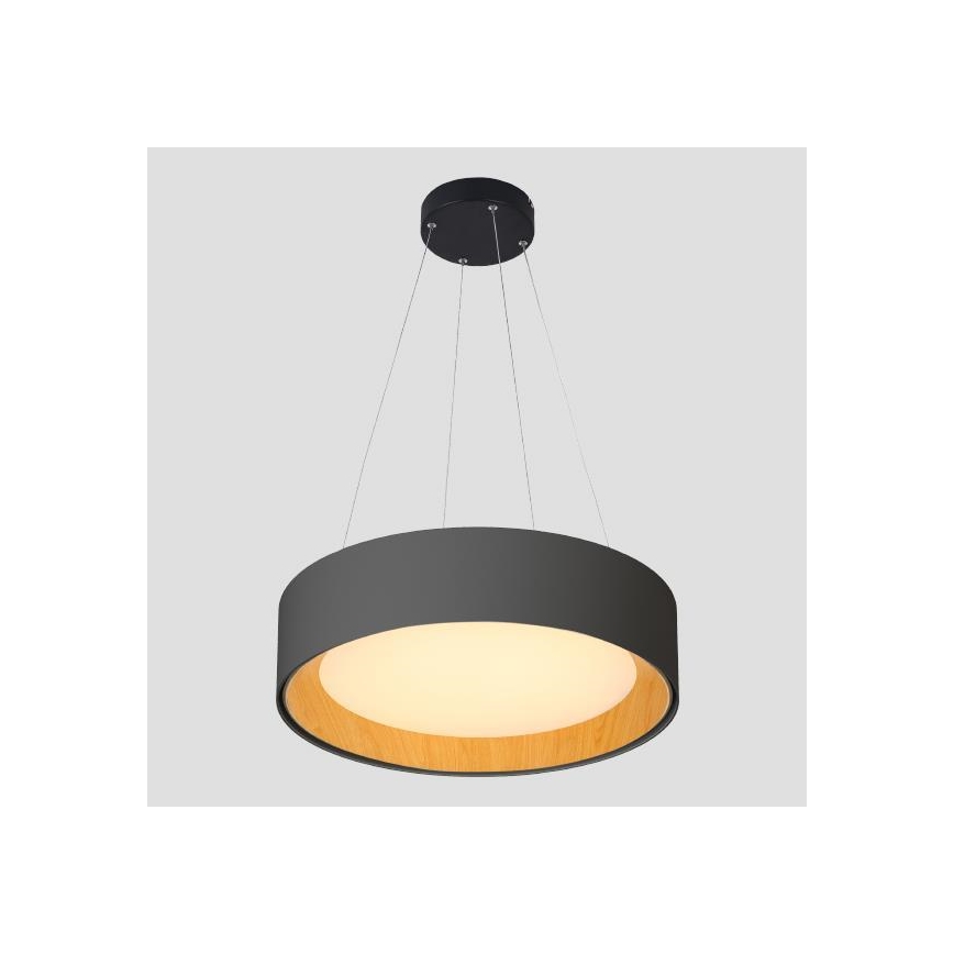 LED ljuskrona med textilsladd LED/30W/230V 3000K diameter 45 cm svart/ek