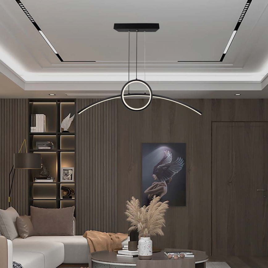 LED ljuskrona med textilsladd LED/30W/230V 4000K 88 cm svart