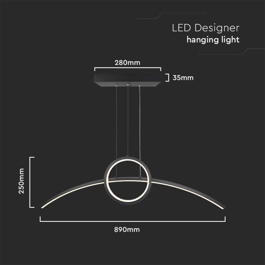 LED ljuskrona med textilsladd LED/30W/230V 4000K 88 cm svart