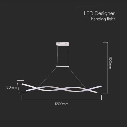 LED ljuskrona med textilsladd LED/30W/230V 4000K vit