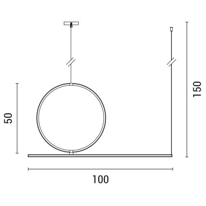 LED ljuskrona med textilsladd LED/32W/230V 3000K svart