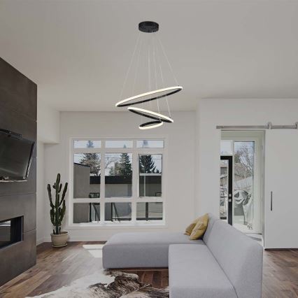 LED ljuskrona med textilsladd LED/32W/230V 3000K svart