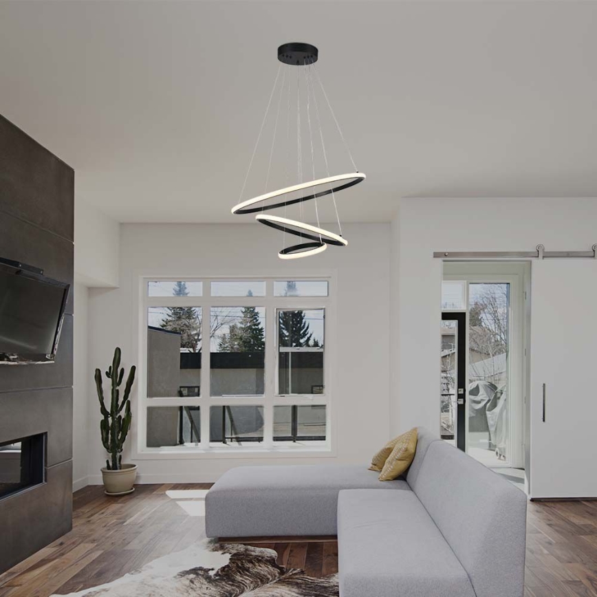 LED ljuskrona med textilsladd LED/32W/230V 3000K svart
