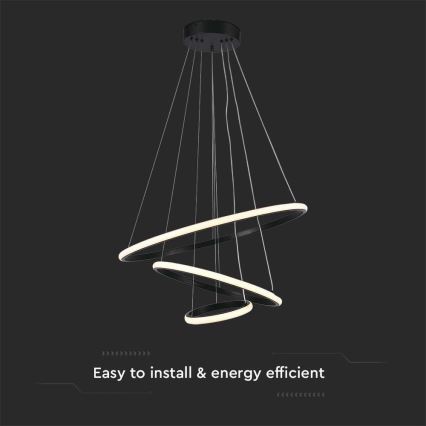 LED ljuskrona med textilsladd LED/32W/230V 3000K svart