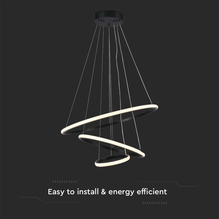 LED ljuskrona med textilsladd LED/32W/230V 3000K svart