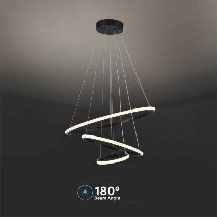 LED ljuskrona med textilsladd LED/32W/230V 3000K svart