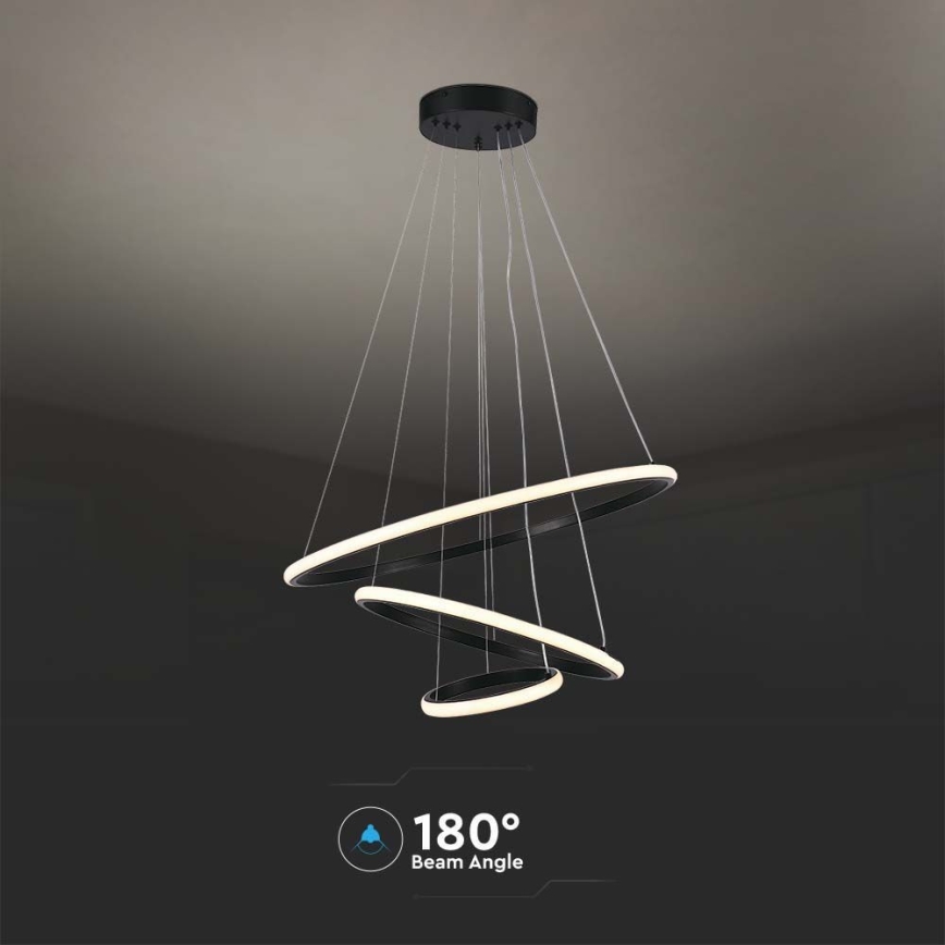 LED ljuskrona med textilsladd LED/32W/230V 3000K svart