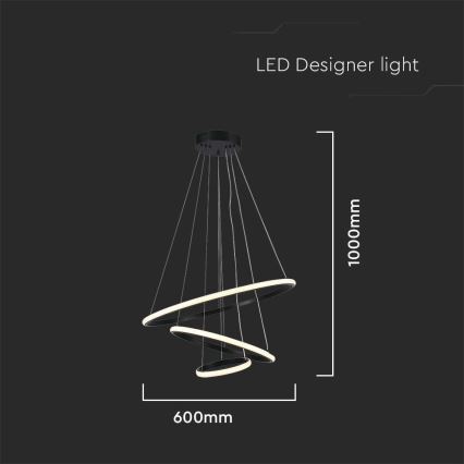 LED ljuskrona med textilsladd LED/32W/230V 3000K svart