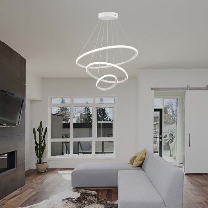 LED ljuskrona med textilsladd LED/32W/230V 3000K vit