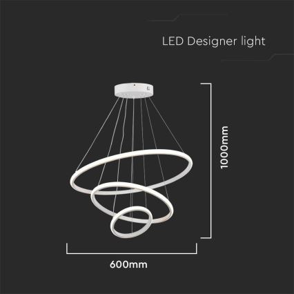 LED ljuskrona med textilsladd LED/32W/230V 3000K vit