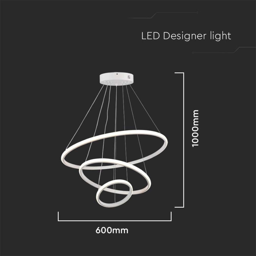LED ljuskrona med textilsladd LED/32W/230V 3000K vit