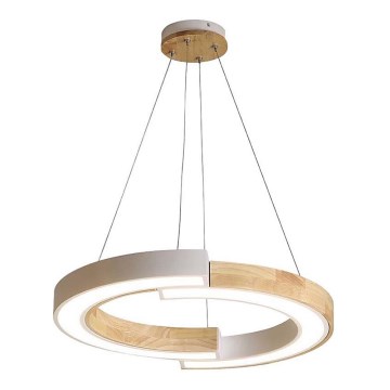 LED ljuskrona med textilsladd LED/32W/230V 4000K vit/trä